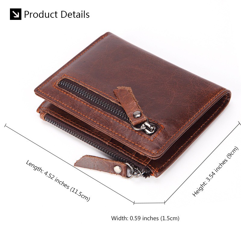 DOMPET UANG KULIT ASLI 100% UNTUK PRIA RESLETING TEBAL WALLET PURSE