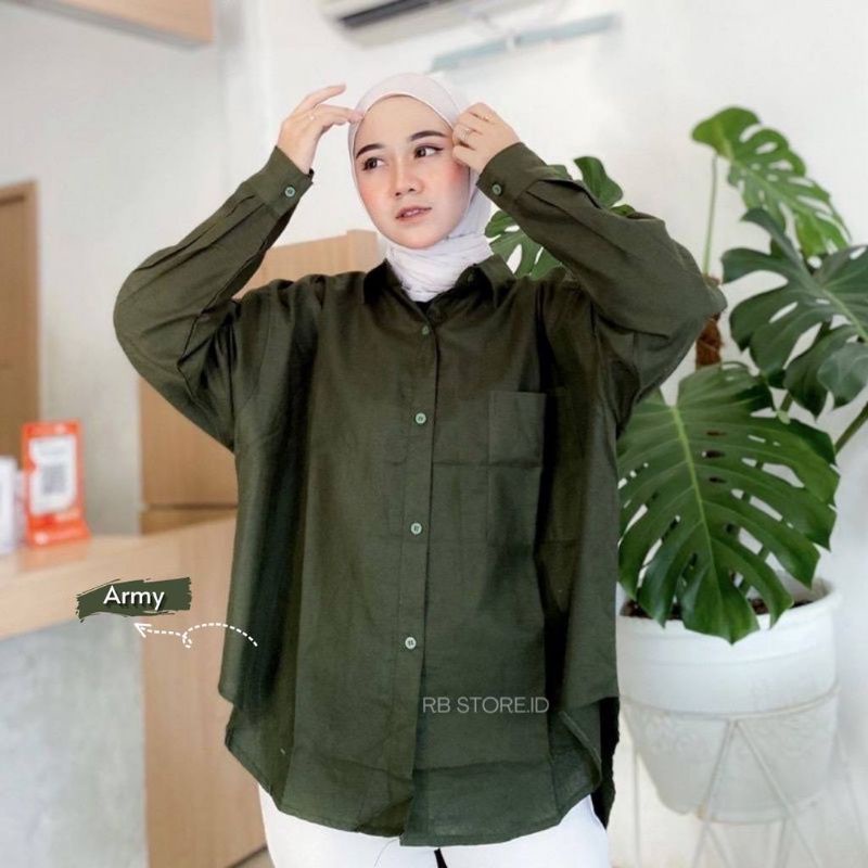 KEMEJA LINEN OVERSIZED ATASAN WANITA KEKINIAN POLOS BAHAN RAYON PREMIUM KEMEJA BLOUSE WANITA TERBARU MURAH