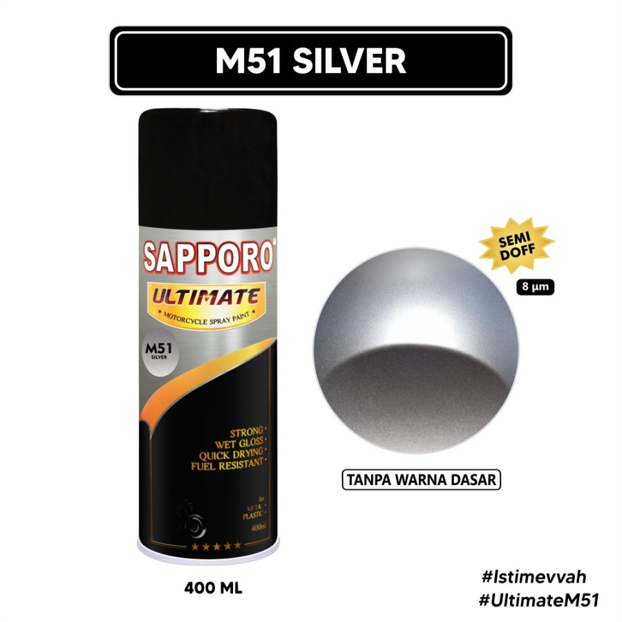 Sapporo Ultimate M51 Silver / Sapporo Ultimate / Cat Semprot / Cat Aerosol Terbaik / Sapporo Spray /