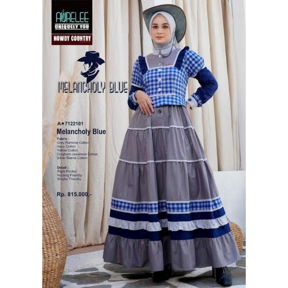 (COD) Gamis Muslimah A-7122101 Aurelle/Gamis Pesta/Aurelee Melancholy Blue