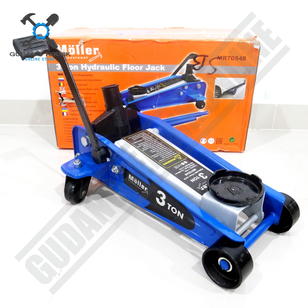 Dongkrak Buaya BIRU 3Ton MOLLAR DOZIRO MR70548 HJFL-3T / Dongkrak Mobil 3T Hydraulic Trolley Jack Mobil 3 Ton MOLLER