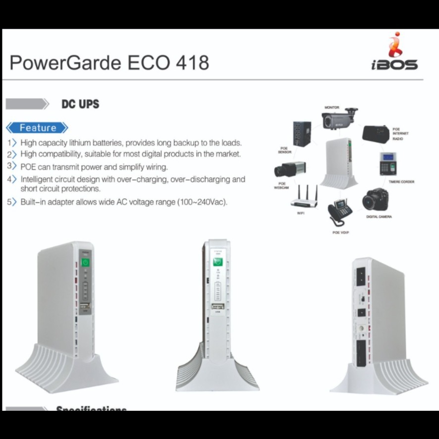 PowerGarde With DC Putih POE Modem UPS ECO IBOS untuk Wifi 418