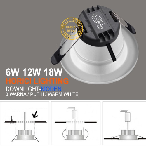 Horici 6W 12W 18W Asli Full Terang Lampu Downlight Led Plafon / Putih / Warm White / Putih+Kuning+WW