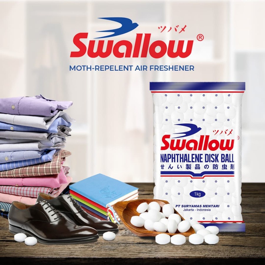 SWALLOW KAMPER NAPHTHALENE 1 KG DISK BALL PUTIH 1000 GRAM KAPUR BARUS