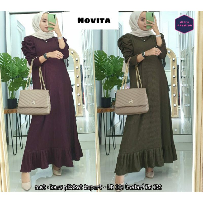 Gamis Plisket Import - Novita Dress
