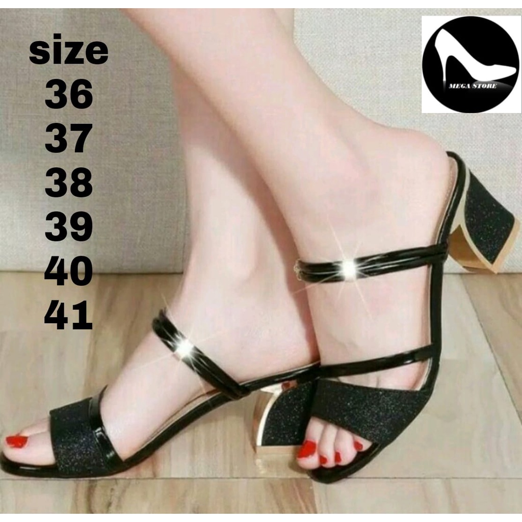 Sendal Wanita Chunky Heels / Sandal Murah / Sandal Pesta / Sandal Hak Tahu 5 Cm  A86