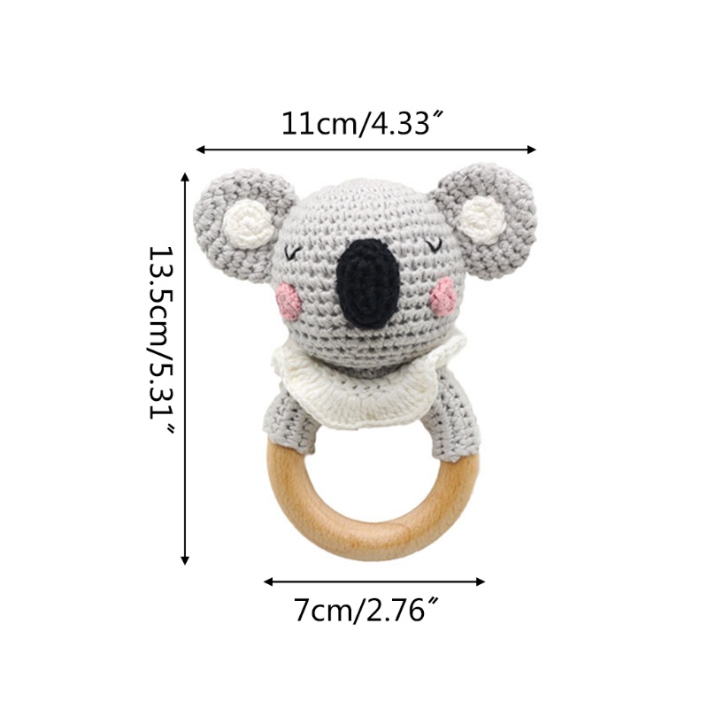 Mary Mainan Rattle Teether Bentuk Koala Bahan Kayu Beech Untuk Bayi