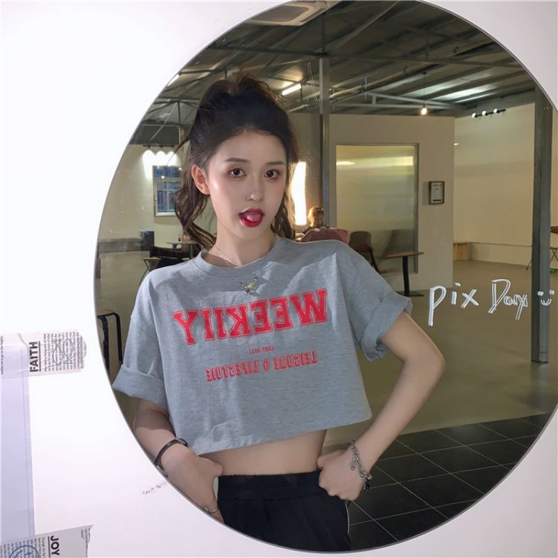 Kaos Crop Tee Crop Top WEEK Weekend Vibes Oversize S M L XL 2XL 3XL Tshirt Jumbo Korean Urban Style Tee Putih Khaki Cream Pink Atasan Pendek Cotton Combed 30s