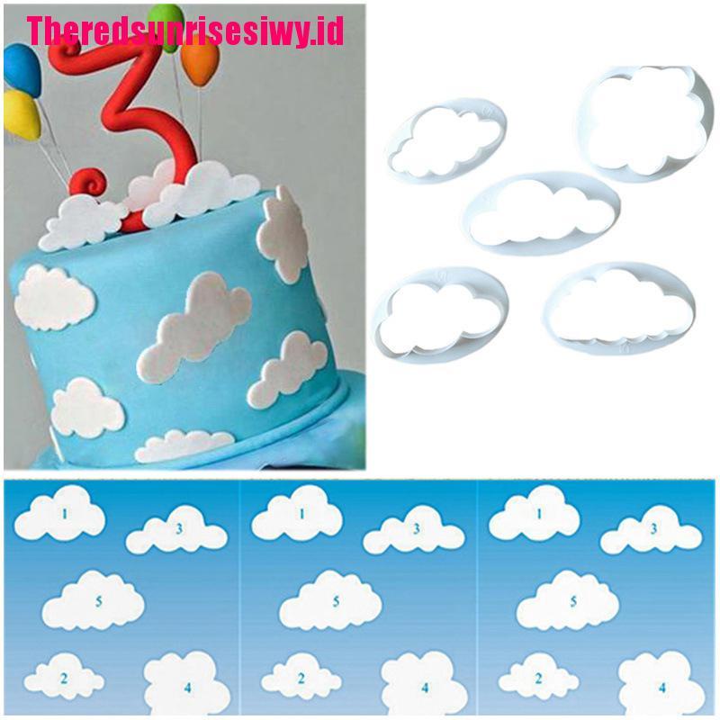 5 Pcs / Set Cetakan Kue Bentuk Awan 3D Untuk Biskuit