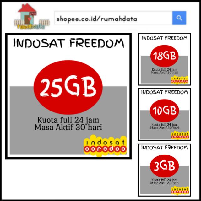 KUOTA INDOSAT FREEDOM ISI ULANG INJECT PAKET INDOSAT FREEDOM 25GB 18GB 10GB 3GB 2GB