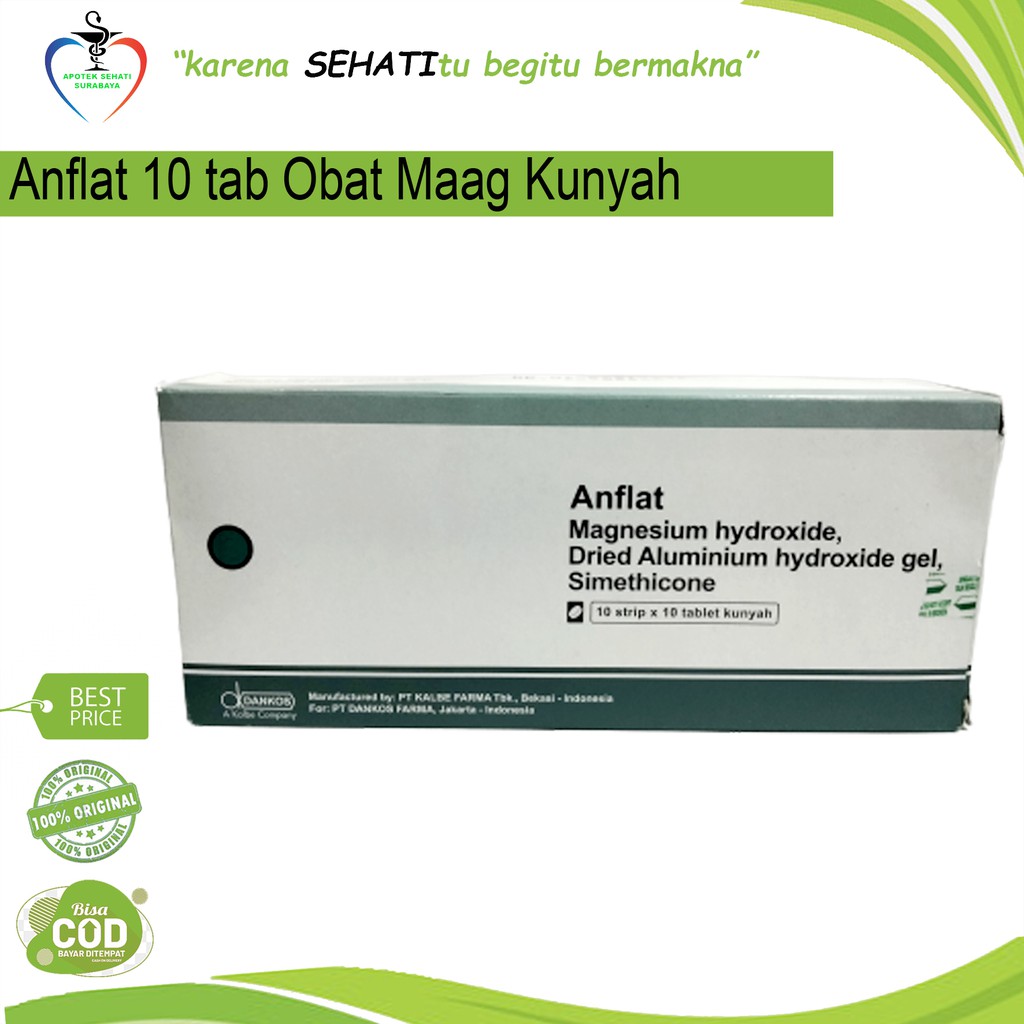 Anflat Tablet Kunyah Obat Maag Lambung Perut Kembung Per Strip