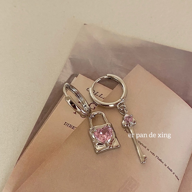 Anting Zirkon Warna Pink Gaya Korea Untuk Aksesoris