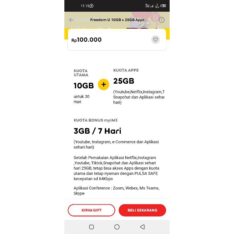 indosat freedom U+10gb