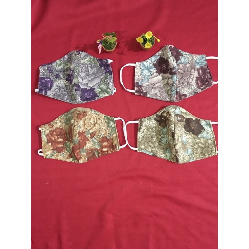 masker kain motif bunga