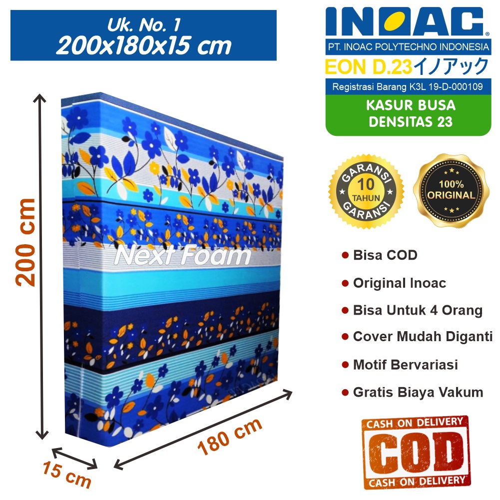 Kasur Busa Inoac Ukuran No 1 200x180x15 cm Tebal 15 cm EON D23 ORIGINAL INOAC Garansi 10 Tahun Asli