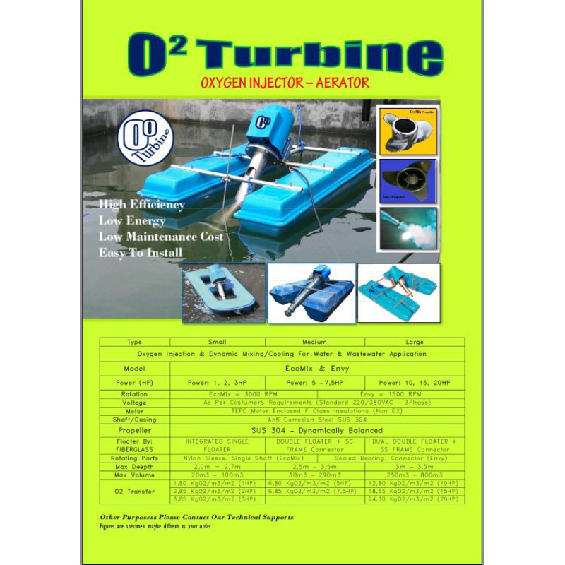 Turbojet Surface Aerator - O°Turbine EcoMix 2HP