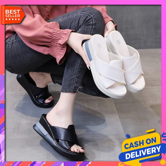 Wedges Ibu-Ibu  Sepatu Sandal Sandal Kondangan Murah Wedjes Kond Cod(Bayar Di Tempat)-Sandal W