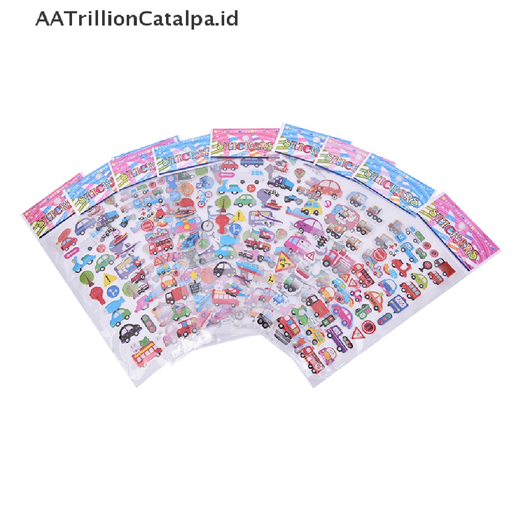 2 Pcs Stiker Label Desain Kartun Transportasi Untuk Dekorasi Buku Catatan Diary