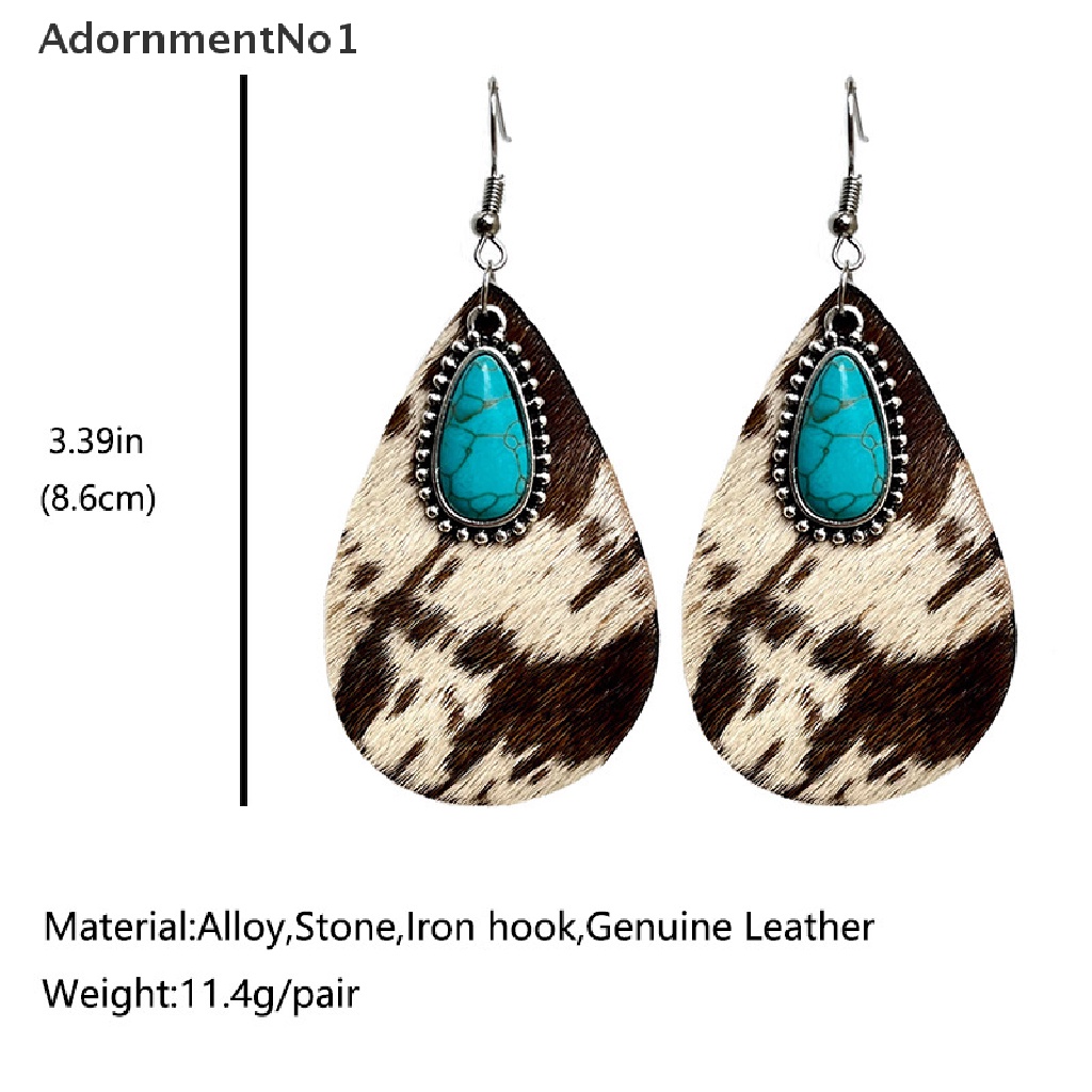 (AdornmentNo1) Anting Gantung Panjang Kait Gaya Vintage Etnik Motif Print Kulit Leopard Tribal Untuk Wanita