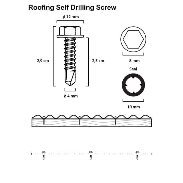 Per 100 Pcs Baut Skrup Hex SDS Self Drilling Roofing Ukuran 12 x 40 mm