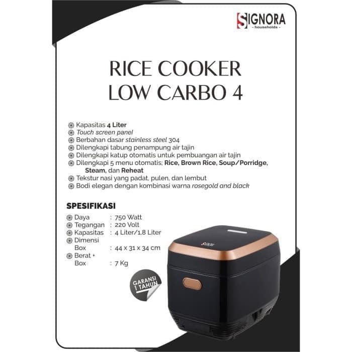 Signora Rice Cooker Low Carbo 4 Jumbo + Hadiah Kategori 6