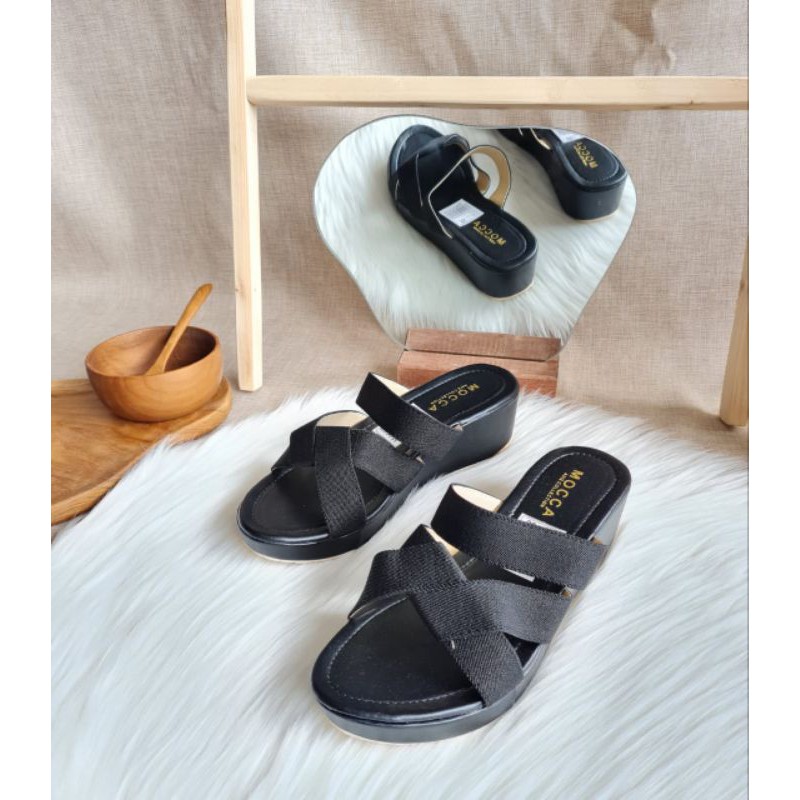 ABBUSHOES DL 61 wedges sandal karet wanita 5cm