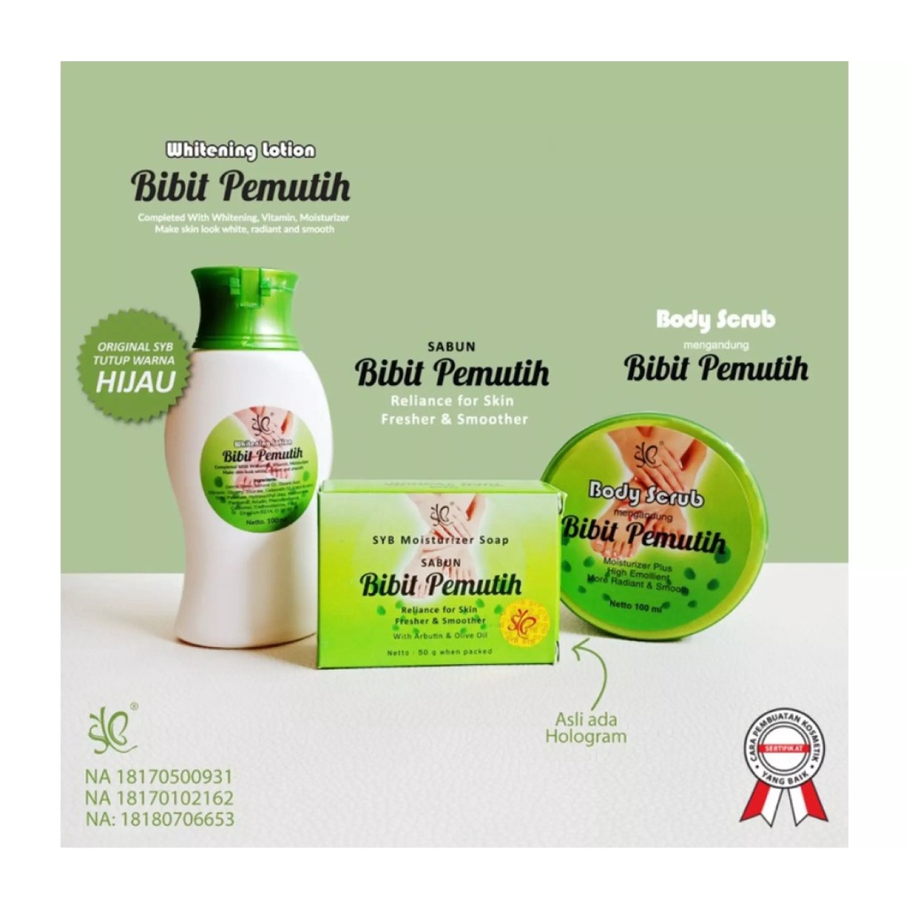 [COD] Paket Bibit Pemutih SYB 3in1 Lotion + Sabun + Body Scrub AMPUH Memutihkan Kulit Secara Alami Selama 10 Hari - ORIGINAL BPOM