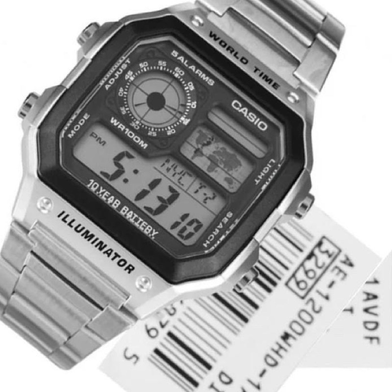 JAM TANGAN CASIO AE-1200 WHD DIGITAL RANTAI STAINLESS ANTI AIR ORIGINAL BUKAN BM