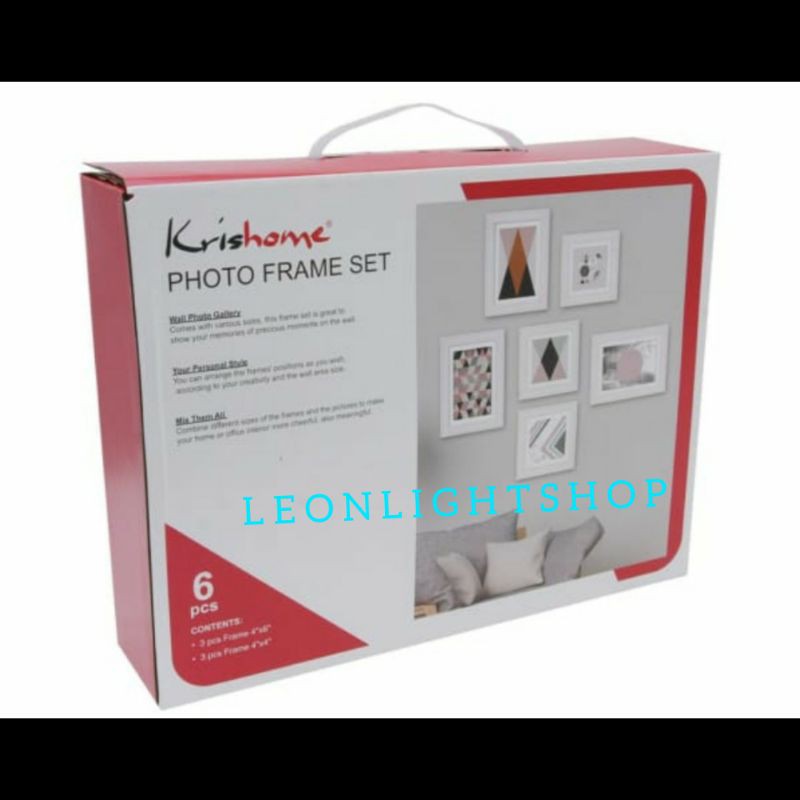 KRISHOME SET-6PCS BINGKAI FOTO PLASTIK PUTIH/ACE WALL FRAME WHITE/BINGKAI FOTO COLLAGGE/FRAME FOTO