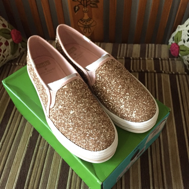 Keds X Kate Spade Triple Decker Glitter Rose Gold 100% original
