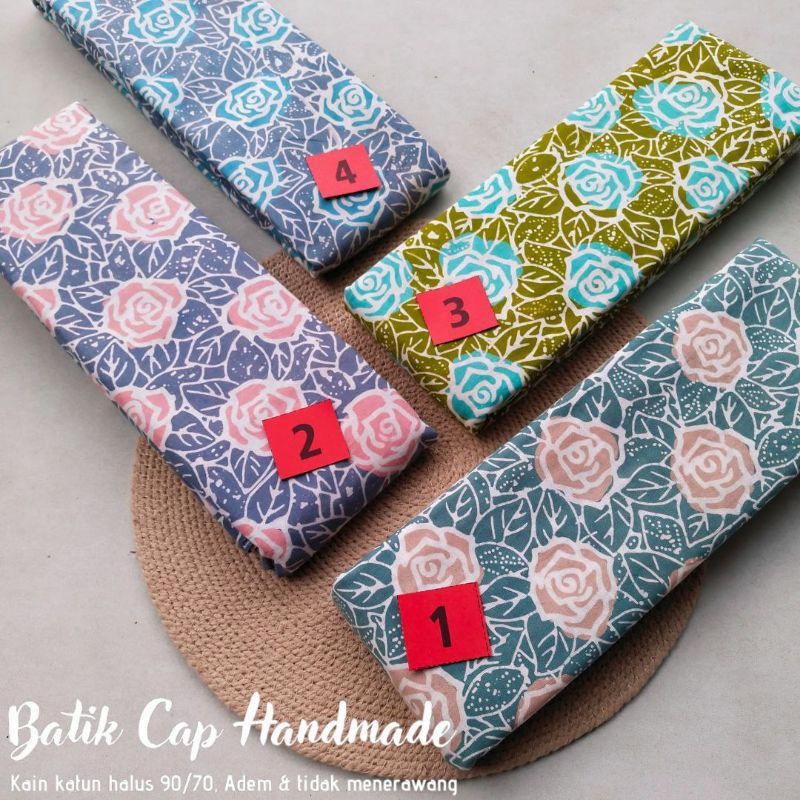 Kain Batik Cap Motif Bunga Mawar
