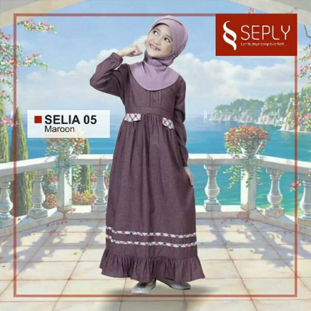 SEPLY SELIA 05/Gamis anak seply/gamis anak murah/gamis anak adem/gamis anak syari/gamis anak katun