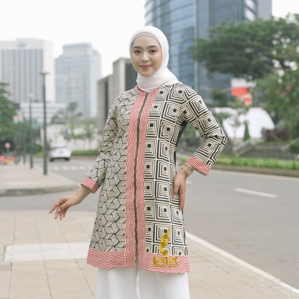 Batik Prabuseno - KAYONA   Tunik  Wanita    Original Ori Modern   Jumbo Atasan  Kerja Busui Big Size