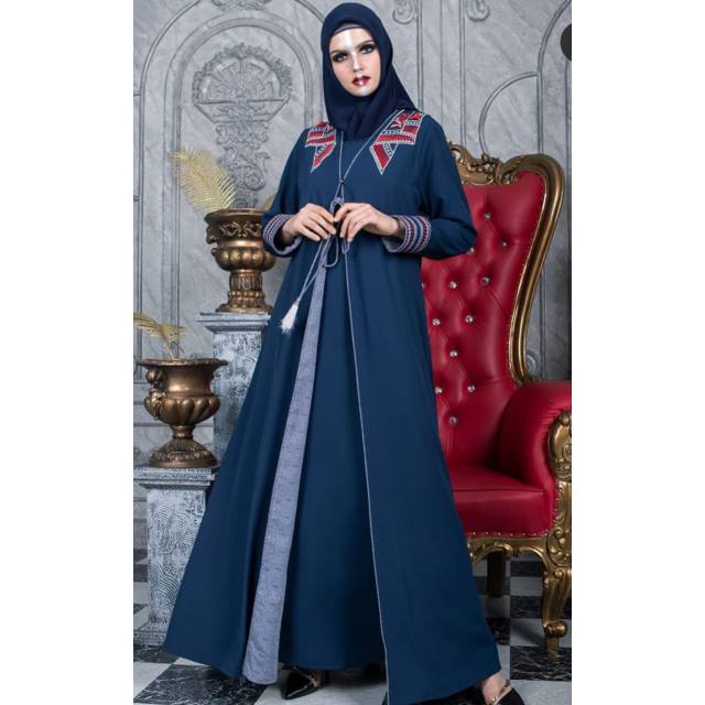 Hikmat A7766 Abaya Navy ORIGINAL, Gamis Hikmat muslimah syar'i