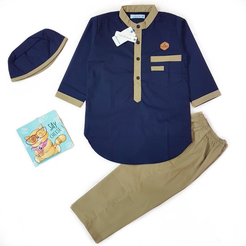 Setelan kurta anak zikra 3 in 1 kode 1(premium), setelan koko premium