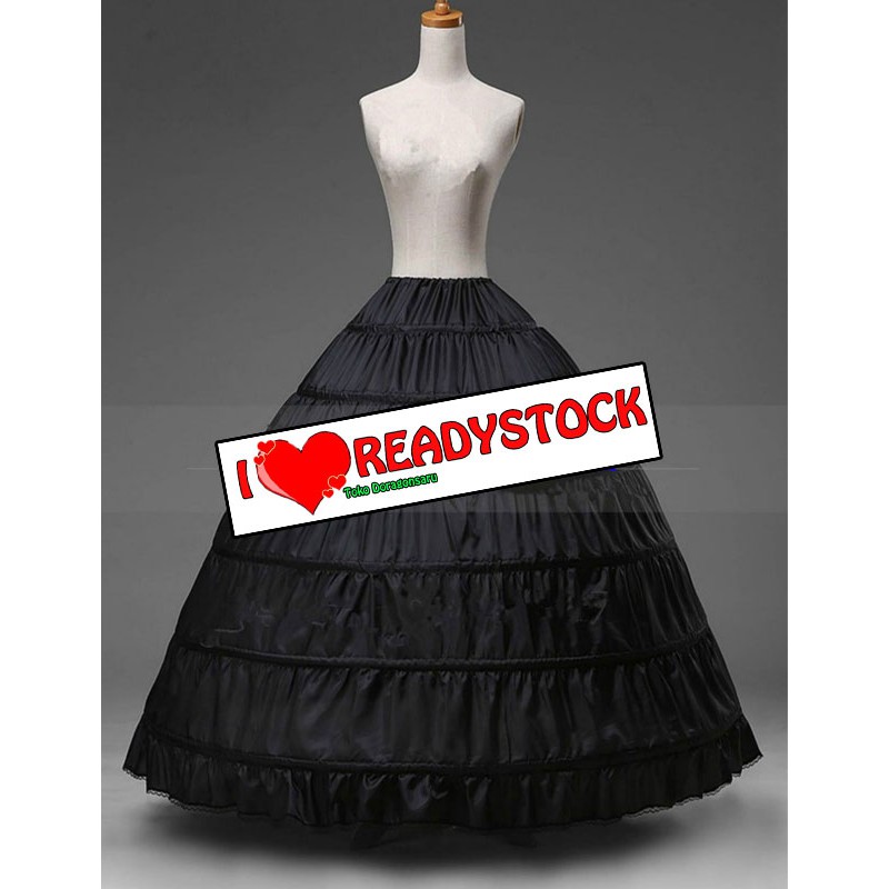 Petticoat 6 kawat warna hitam fungsi pengembang rok pengantin