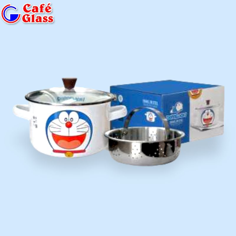 LST1220DE Stock Pot Doraemon | Panci Steamer Enamel Doraemon
