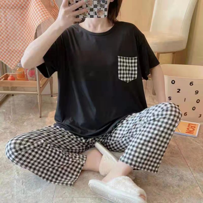 Piyama CP wanita baju tidur import jumbo/bigsize-CP SAKU HITAM