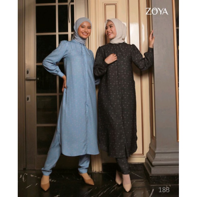 Zoya set Haley Midi Dress & Nixi Pants (Blue & Navy) | Lebaran 2022