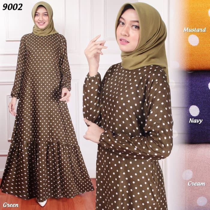 Gamis Syari Premium Gamis Butiq Terbaru Lebaran 2020 Promo Mura YJ199 Baju Busana Muslim Polkadot Ra
