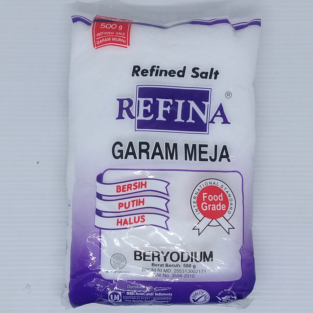 

Garam Meja REFINA Beryodium Bersih Putih Halus 500 gram
