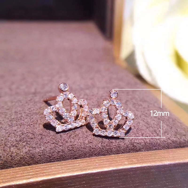 Fancyqube Anting Stud Bentuk Mahkota Warna Putih Untuk Wanita