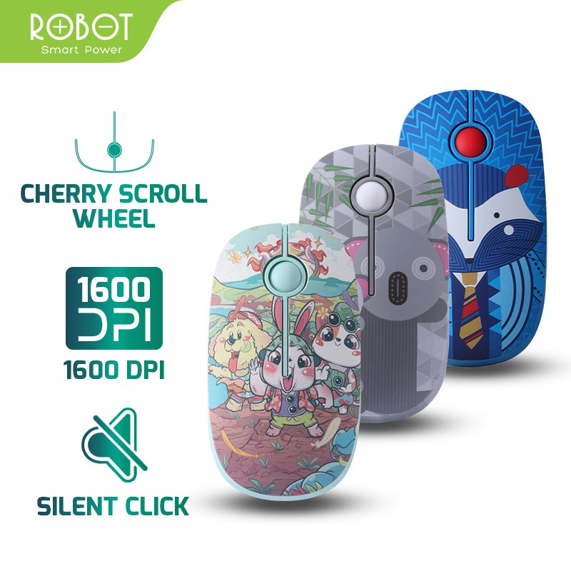 Mouse Wireless ROBOT M330 2.4GHz Silent Cherry Scroll Optical 1600DPI