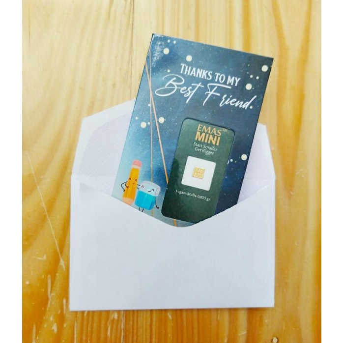 Kartu Ucapan Minigold, Eoa gold, emas mini, salam gold + gratis Amplop putih-Teman baik - Bestie