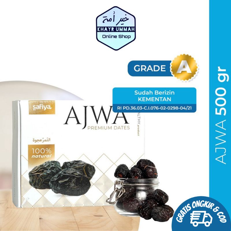 

Kurma Ajwa Premium Grade A 500 gr Medium Safiya Izin KEMENTAN Kurma Nabi Asli Madinah Ajwah oleh-oleh haji umroh