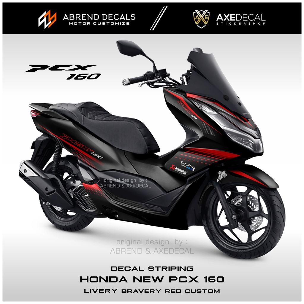 DECAL STRIPING HONDA PCX 160 NEW BRAVERY RED RACING / STIKER MOTOR PCX 160 BARU DESIGN CUSTOM / STOC