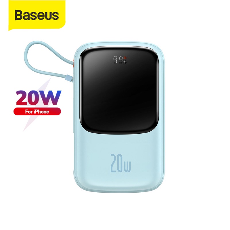 Baseus Power Bank 20W Display Fast Charging Built in Cable Iphone