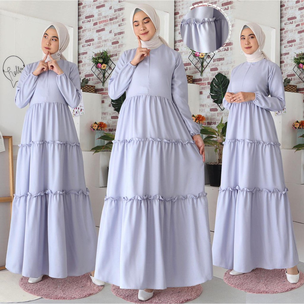 (JAMIN REALPICT) Gamis Khanza Busui Moscrepe Import Rempel Baju Muslim KEBAYA Long Maxi Dress Murah