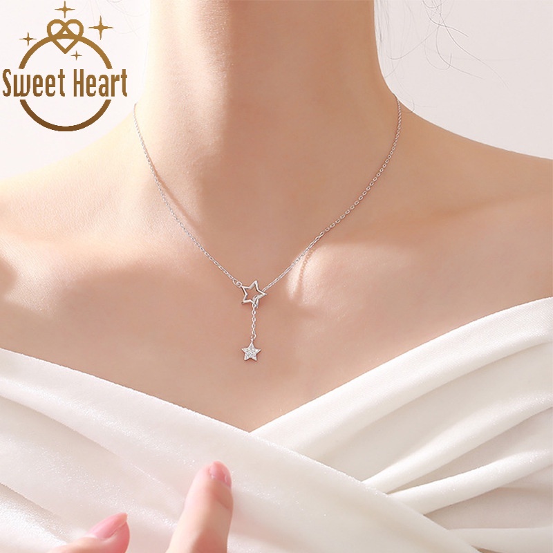 Star Necklace Flashing Diamond Hollow Necklaces Female Tassel Clavicle Chain Women's Simple Temperament Sweet Heart Jewelry