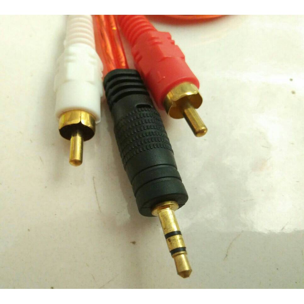 Jack Kabel 1 x 2 AUX Transparan Stereo ke RCA / Dari HP ke Sound System Speaker / Jek 1x2